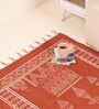 Jaipuri Handprinted Block Print Cotton 3x5 ft Rug Rust