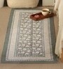 Jaipuri Handprinted Block Print Cotton 4x6 ft Rug Charcoal & Ivory