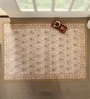 Jaipuri Handprinted Block Print Cotton 4x6 ft Rug Ivory and Rust