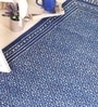 Jaipuri Handprinted Block Print Lattice Design Cotton 3x5 ft Rug Indigo
