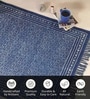 Jaipuri Handprinted Block Print Lattice Design Cotton 3x5 ft Rug Indigo