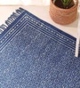 Jaipuri Handprinted Block Print Lattice Design Cotton 3x5 ft Rug Indigo