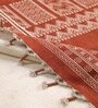 Jaipuri Handprinted Block Print Mandala Hut Design Cotton 3x5 ft Rug Rust
