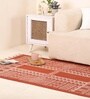 Jaipuri Handprinted Block Print Mandala Hut Design Cotton 3x5 ft Rug Rust