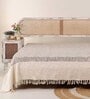 Off White & Brown Jaipuri Handprinted Cotton King Bedsheet With 2 Pillow Covers