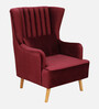 Jairo Velvet Wing Chair In Velvet Red Colour