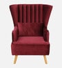 Jairo Velvet Wing Chair In Velvet Red Colour
