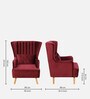 Jairo Velvet Wing Chair In Velvet Red Colour