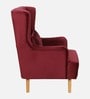 Jairo Velvet Wing Chair In Velvet Red Colour With Footrest With Foot Stool