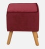 Jairo Velvet Wing Chair In Velvet Red Colour With Footrest With Foot Stool