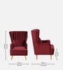 Jairo Velvet Wing Chair In Velvet Red Colour With Footrest With Foot Stool