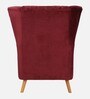Jairo Velvet Wing Chair In Velvet Red Colour With Footrest With Foot Stool
