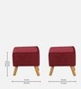 Jairo Velvet Wing Chair In Velvet Red Colour With Footrest With Foot Stool