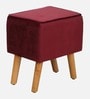 Jairo Velvet Wing Chair In Velvet Red Colour With Footrest With Foot Stool