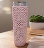 Pink Jali Pattern Plastic Water Bottle with Carrying Strap, 500 ml