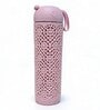 Pink Jali Pattern Plastic Water Bottle with Carrying Strap, 500 ml
