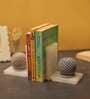 Jali Set Of 2 White Soapstone & Marble Bookends