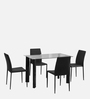 Janet Metal 4 Seater Dining Set in Black Colour