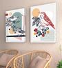 Jarden Bird Multicolour Synthetic Wood (Set of 2) Art Prints
