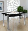 Jasmine Metal 4 Seater Dining Table in Black Finish with Glass Top