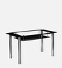 Jasmine Metal 4 Seater Dining Table in Black Finish with Glass Top