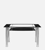 Jasmine Metal 4 Seater Dining Table in Black Finish with Glass Top