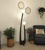 Jasper Wooden Floor Lamp with Jute Shade & Brown Base