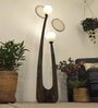 Jasper Wooden Floor Lamp with Jute Shade & Brown Base
