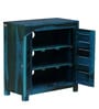 Jaula Sheesham Wood Shoe Cabinet in Ocean Blue Finish