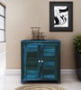 Jaula Sheesham Wood Shoe Cabinet in Ocean Blue Finish