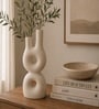 Jaune Ocre Modern Abstract Dual Neck Decorative Vase