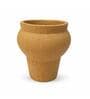 Jaune Ocre Modern Textured Ribbed Polyresin Flower Vase
