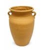 Rustic Jaune Sable Polyresin Vintage Style Flower Vase with Handles