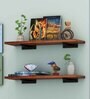 Javier Wood & Metal Wall Shelf In Walnut Set of 2