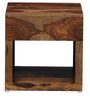 Jaye Sheesham Wood Night Stand in Rustic Teak Finish