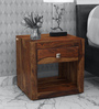 Jaye Sheesham Wood Night Stand in Rustic Teak Finish
