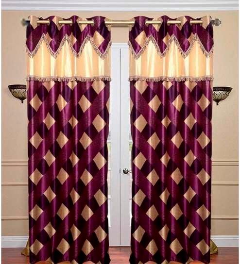 Buy Jbg Home Store Purples Fancy Lace Check Design Curtains Online