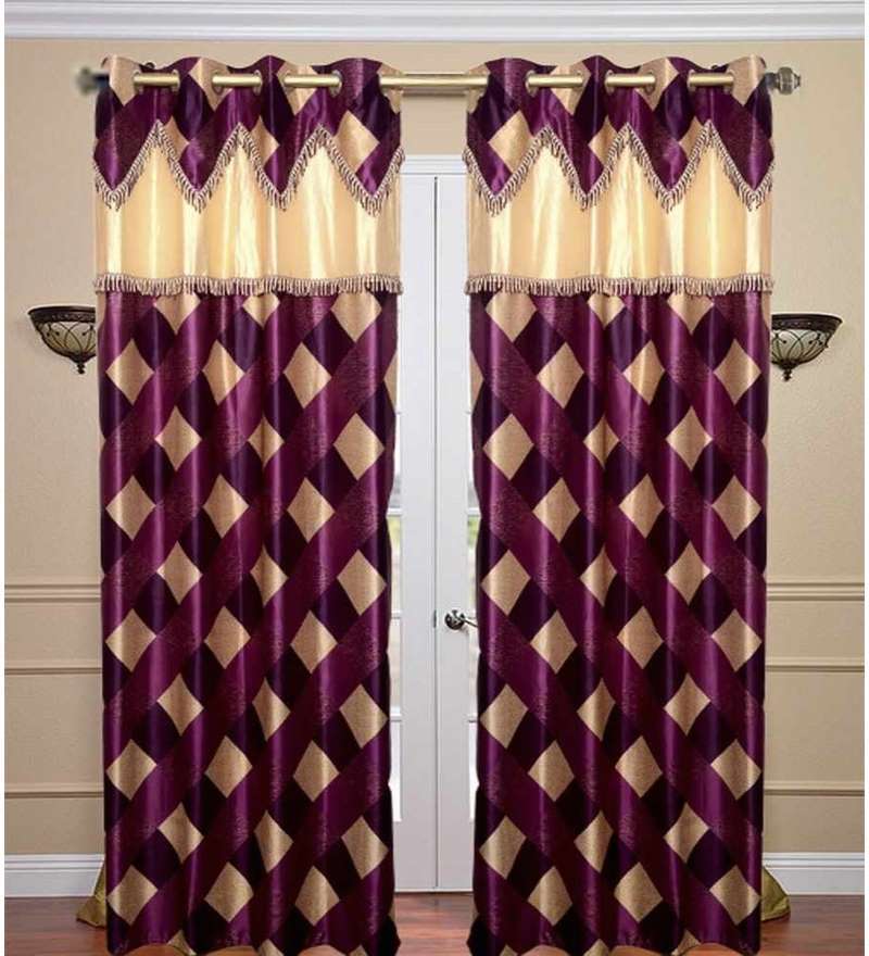 Buy Jbg Home Store Purples Fancy Lace Check Design Curtains Online