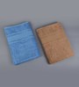 Beige & Blue 100% Cotton 450 GSM Bath Towels (Set Of 2)