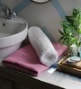Pink & White 100% Cotton 450 GSM Bath Towels (Set Of 2)