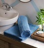 Blue 100% Cotton 450 GSM Bath Towels (Set Of 2)