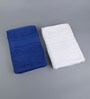 White & Blue 100% Cotton 450 GSM Bath Towels (Set Of 2)