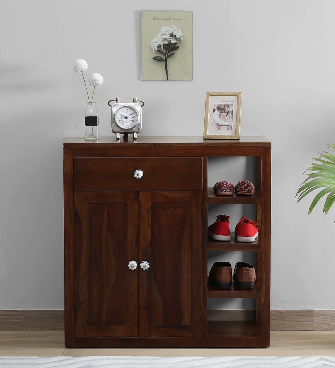 Buy Jean Sheesham Wood Shoe Cabinet In Provincial Teak Finish At Off By Woodsworth From