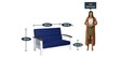 Jessica 2 Seater Wooden Sofa in Blue White Colour
