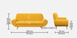 Jessy Fabric 3 Seater Sofa in Corn Yellow Colour