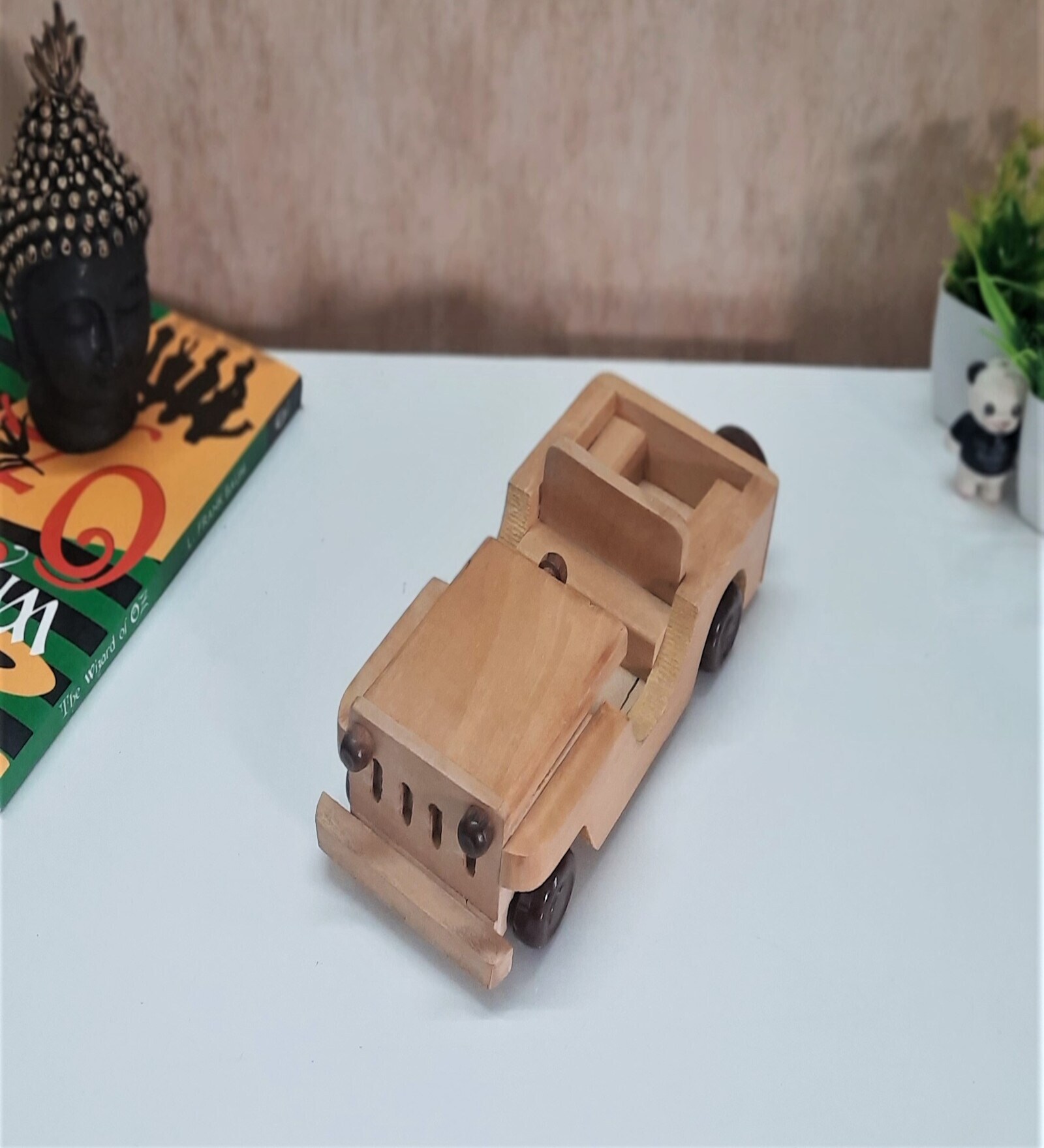 Jeep Yellow Natural Wood Collectible