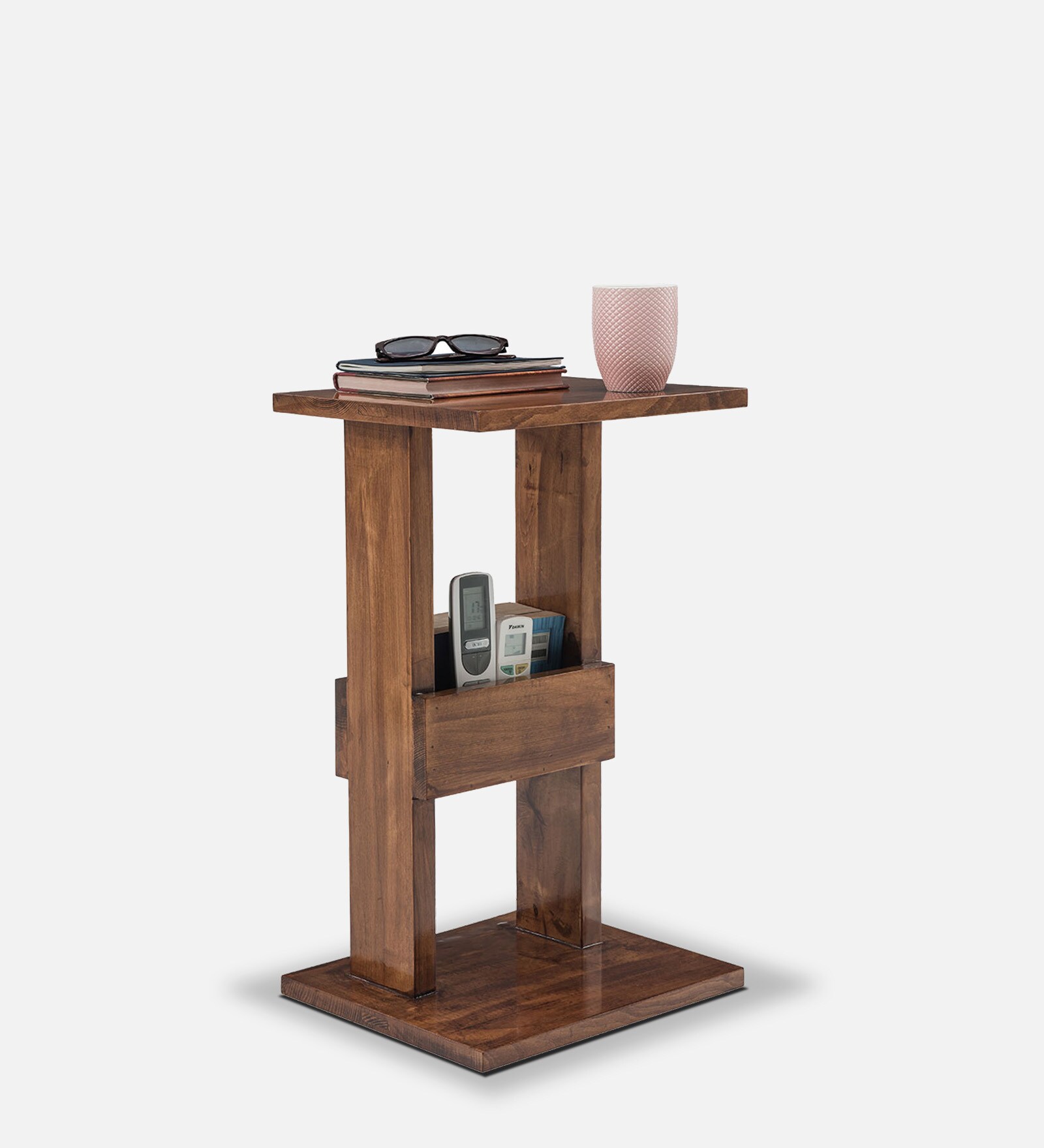 Jefferson Solid Wood C-Shape End Table in Warm Finish