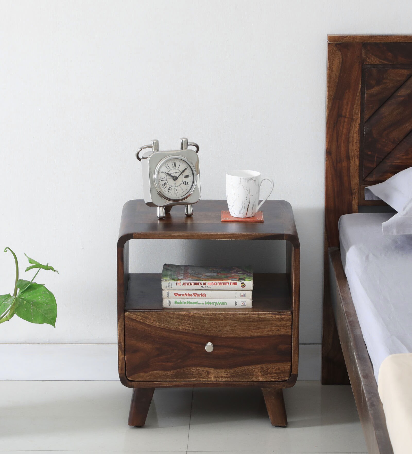 Jelks Solid Wood Bedside Table in Scratch Resistant Provincial Teak Finish