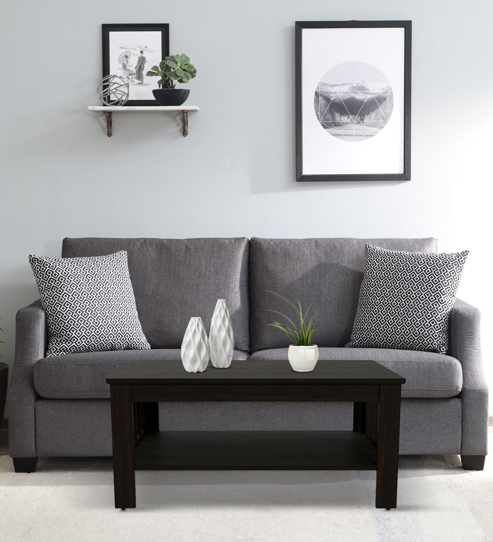 Jember Sheesham Wood Coffee Table In American Walnut Colour