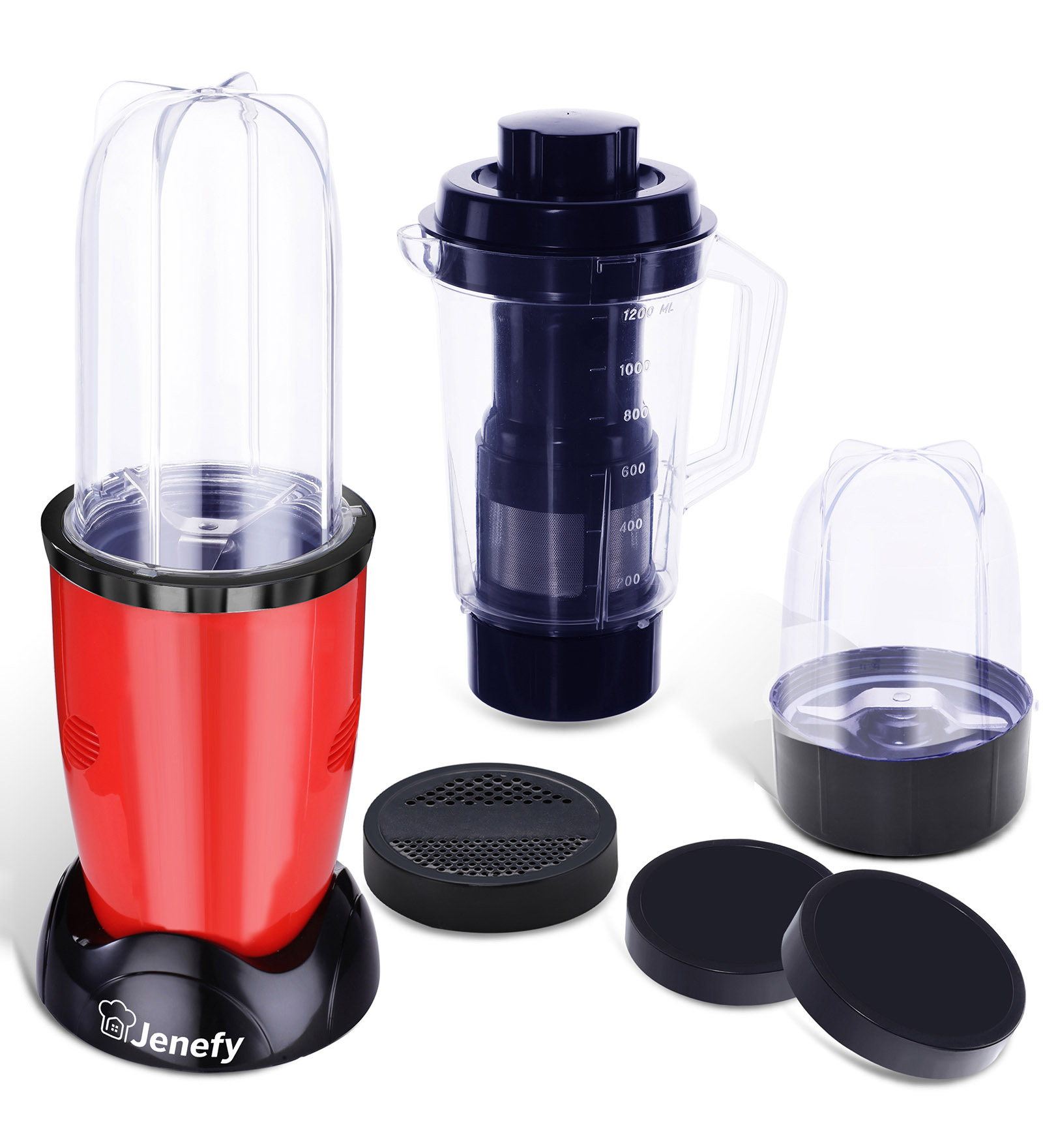 Jenefy Bullet Mixer Grinder Juicer Blender 400W with 3Jars (500ml & 300ml & Juicer Jar) Wonderful Red Body